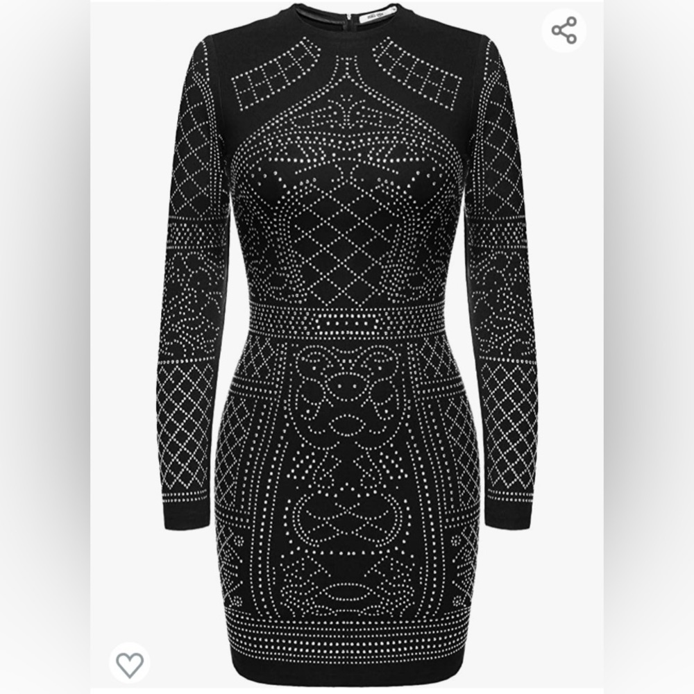 Meaneor Women's Long Sleeve Rhinestone Embellished
Vintage Cocktail Dresses